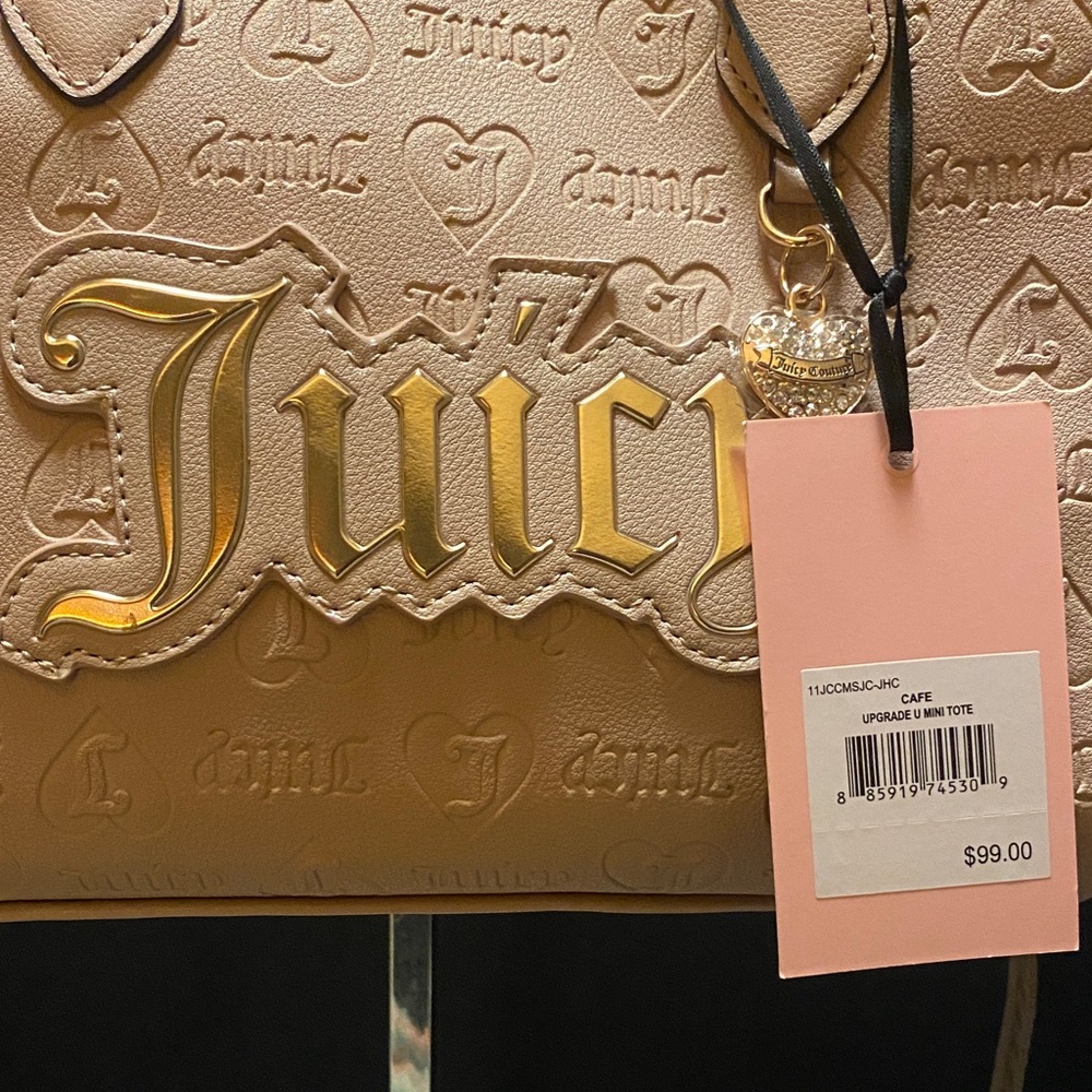 NWT. Juicy Couture Beige Upgrade U Mini Tote - Picture 2 of 15